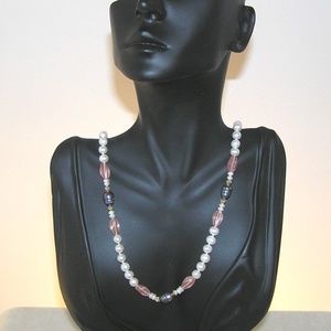 Pearl & Rose Quartz 14 kt. Gold Necklace